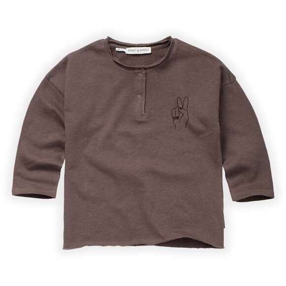 Peace Hands Solid Grandad Tee Shirt - Wood - Picture 2 of 2